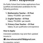 Teacher Jobs in Zia Public School.