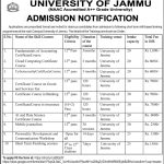 Jammu University Short term skill based training programmes.