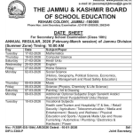 JKBOSE Class 10th Date Sheet 2026 – Jammu Division (Summer Zone)