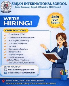 Srijan School Jammu Jobs Srijan International School