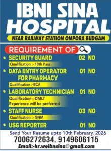 IBNI SINA Hospital Jobs 2026.