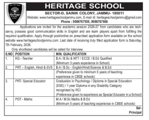 Jammu Teaching Jobs