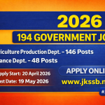 JKSSB Recruitment 2026 – 194 Vacancies Announced