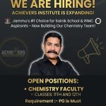 Jobs in Achievers Institute Jammu.