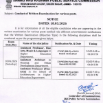 JKPSC Written Examination for various posts.