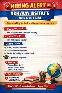 Teachers Jobs in Adhyaay Institute.