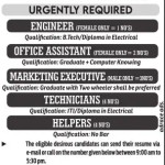 Engineer, Office Assistant, Marketing Executive, Technicians, Helpers Jobs.