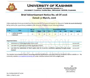 KU Recruitment 12 Junior Accounts Assistant posts