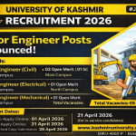 University of Kashmir Recruitment 2026 JE Jobs.