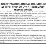 Wellness Centre, Udhampur Military Station Jobs.
