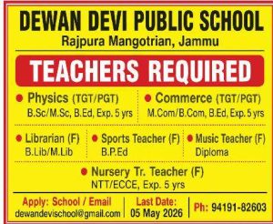  Jobs in Dewan Devi Public School