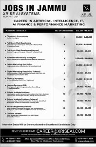 jobs in Jammu xriseai jobs in Jammu xriseai