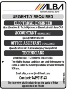 Electrical Engineer, Accountant, Technicians Jobs Electrical Engineer, Accountant, Technicians Jobs