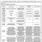 JKBOSE Class 12th Date sheet Private.