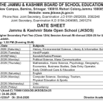 JKSOS Class 12th Date Sheet