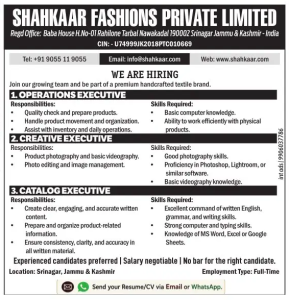Jobs in Shahkaar Fashions.