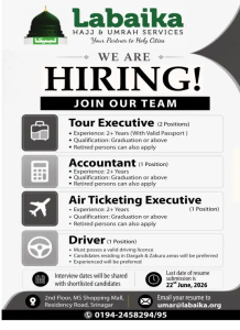 Tour Executive, Accountant, Air Ticketing Executive jobs. Tour Executive, Accountant, Air Ticketing Executive jobs.