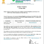 Release of Admit Cards