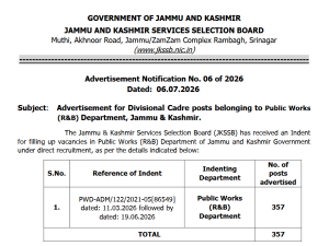 JKSSB Jobs Recruitment 2026 357 Fresh vacancies. JKSSB Jobs Recruitment 2026 357 Fresh vacancies.