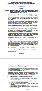jkssb ex JKSSB Issues Admit Cards