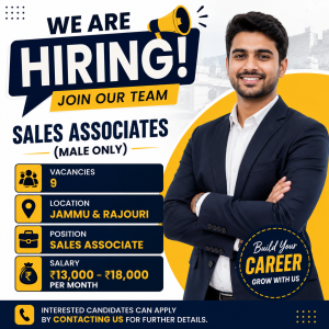 sales jobs Sales Associates Jobs in Jammu and Rajouri. Salary 13k - 18k.