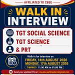 Pathseekers International School Jammu jobs PATHSEEKERS INTERNATIONAL SCHOOL AFFILIATED TO CBSE WALK IN INTERVIEW TGT SOCIAL SCIENCE TGT SCIENCE & PRT Walk in for interview on: FRIDAY, 14th AUGUST 2026 MONDAY, 17th AUGUST 2026 TIMINGS: 11:00 AM to 01:00 PM Send your updated CV on: resume.pathseekers@gmail.com NOTE: ESSENTIAL REQUIREMENT: B.Ed., CBSE Experience, Excellent Subject Knowledge and Communication Skills. Address: Pathseekers International School, Ramgarh Nr. Radhaswami Satsang Beas Centre Ramgarh (Samba) Contact: 96220-12100 Download JKALERTS APP NOW >> JOIN JKALERTS WHATSAPP