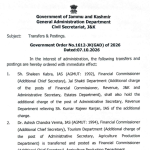 J&K Govt Issues IAS, JKAS Transfers and Postings.