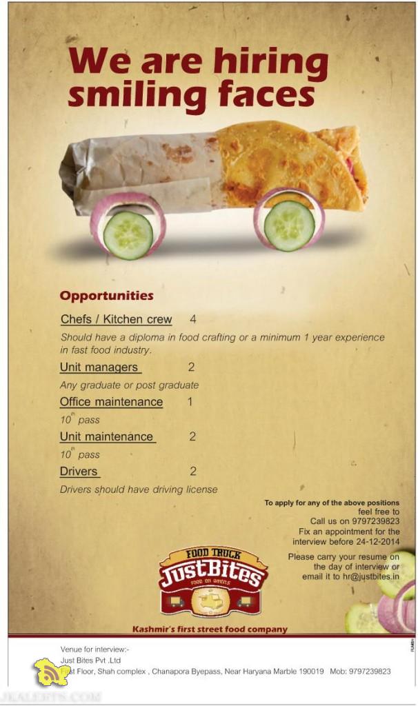 Jobs in Srinagar Kashmir’s first street food company Govt Private