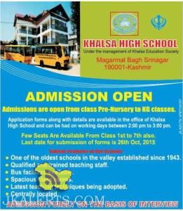 admission open in khalsa high school srinagar | Govt Private Jobs ...