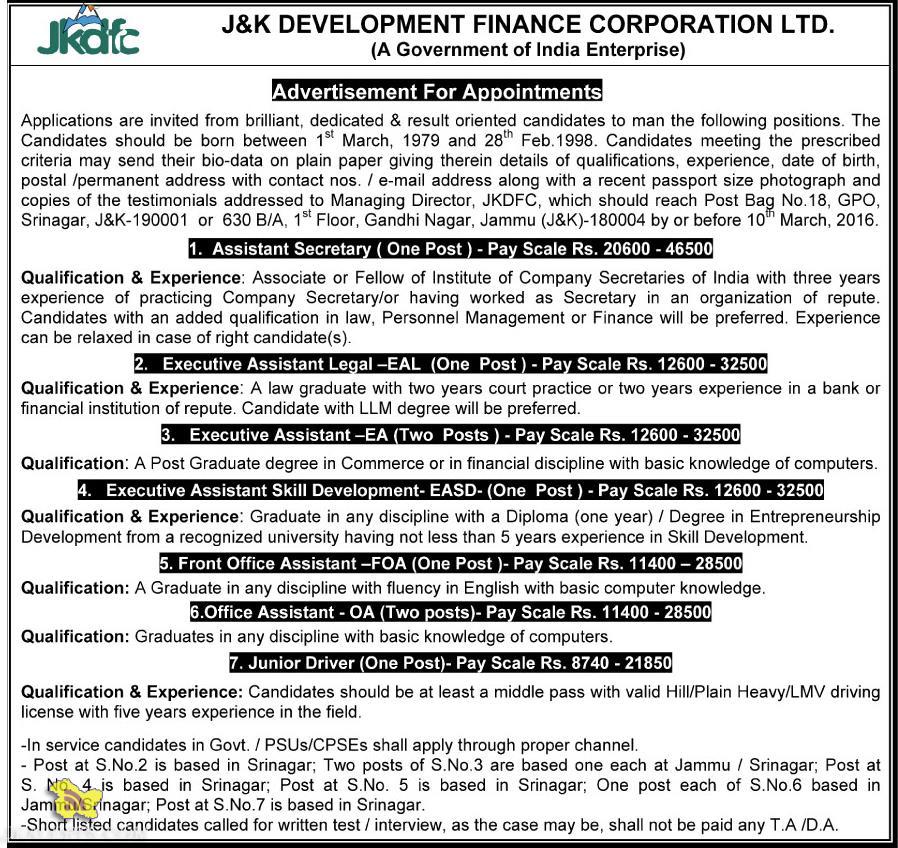 Government jobs in j&K Jammu and Kashmir Jobs NEWS updates JKAlerts.