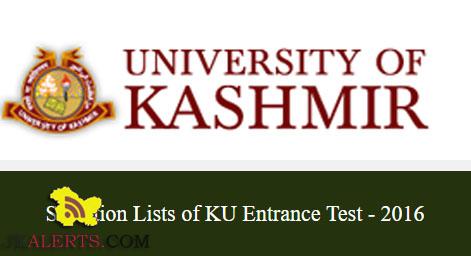 University Of Kashmir Selection Lists Of All Programmes Of PG-2016 ...