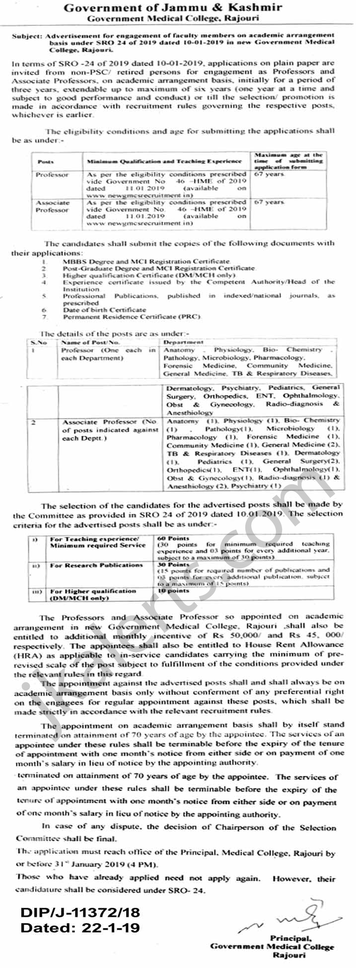 New 60 Gmc Rajouri Recruitment 2020