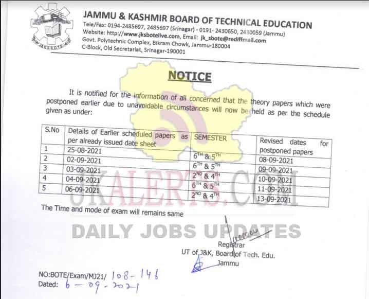 JKSBOTE Revised Dates For Postponed Paper exam JKAlerts jksbote-revised-dates-for-postponed-paper-exam-jkalerts