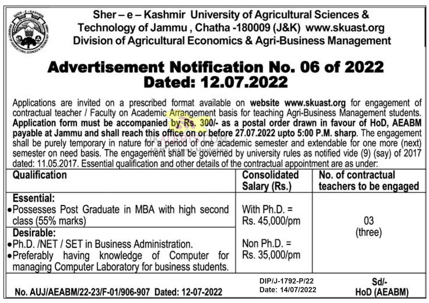 skuast-jammu-recruitment-2022-jkalerts-jk-updates