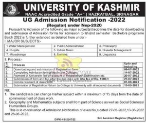 University Of Kashmir UG Admission Notification. | JKAlerts