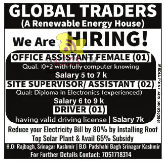 Global Traders Jobs Recruitment 2023. | Govt Private Jobs updates Jammu