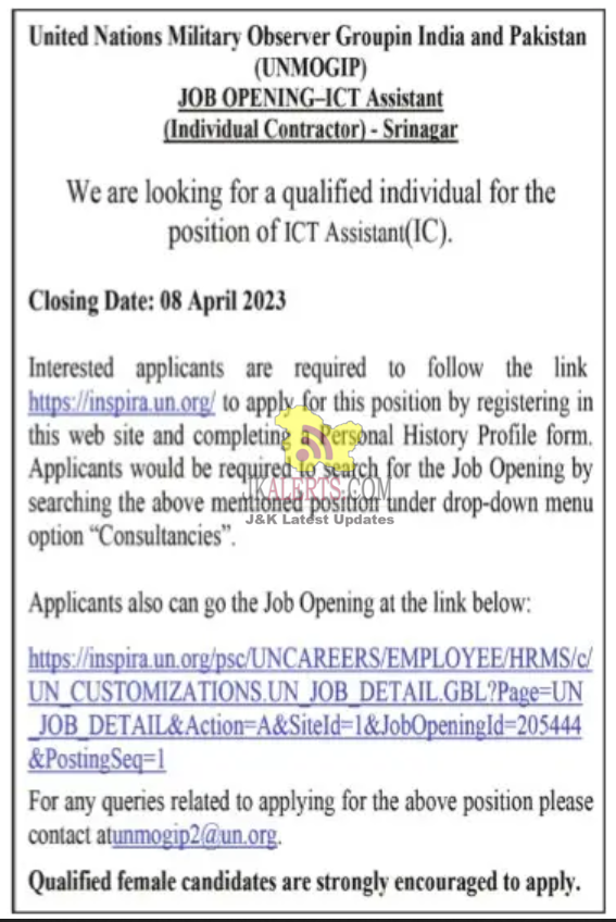 United Nations Jobs Openings in Srinagar Apply Now Govt Private Jobs