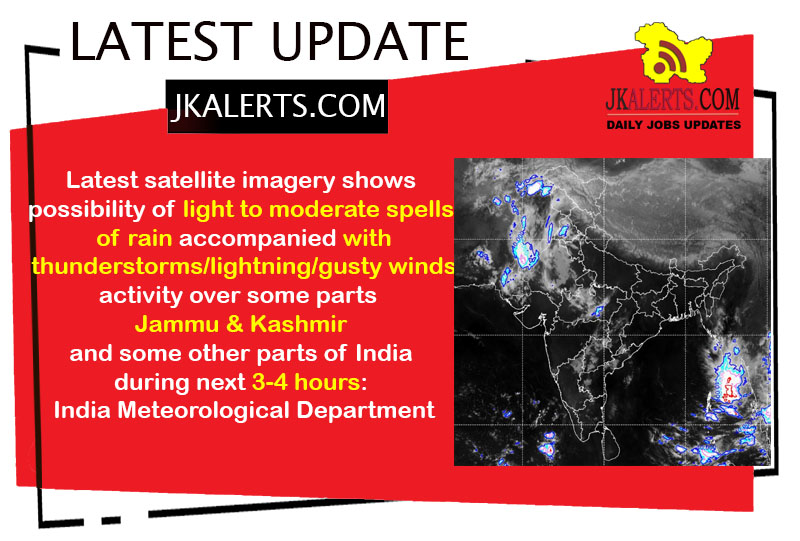 JK Weather update Light to moderate spells of rain in next 34 hours.
