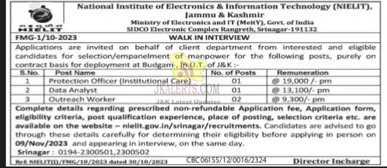 Nielit Jobs Recruitment Jkalerts Jk Updates