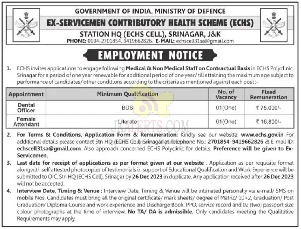 Echs Polyclinic Jobs Recruitment 2023 Jkalerts Jk Updates