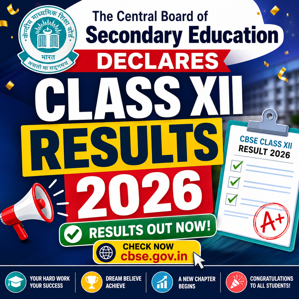 CBSE Class 12 Results 2026 Declared – Check Your Scores Now | Govt ...